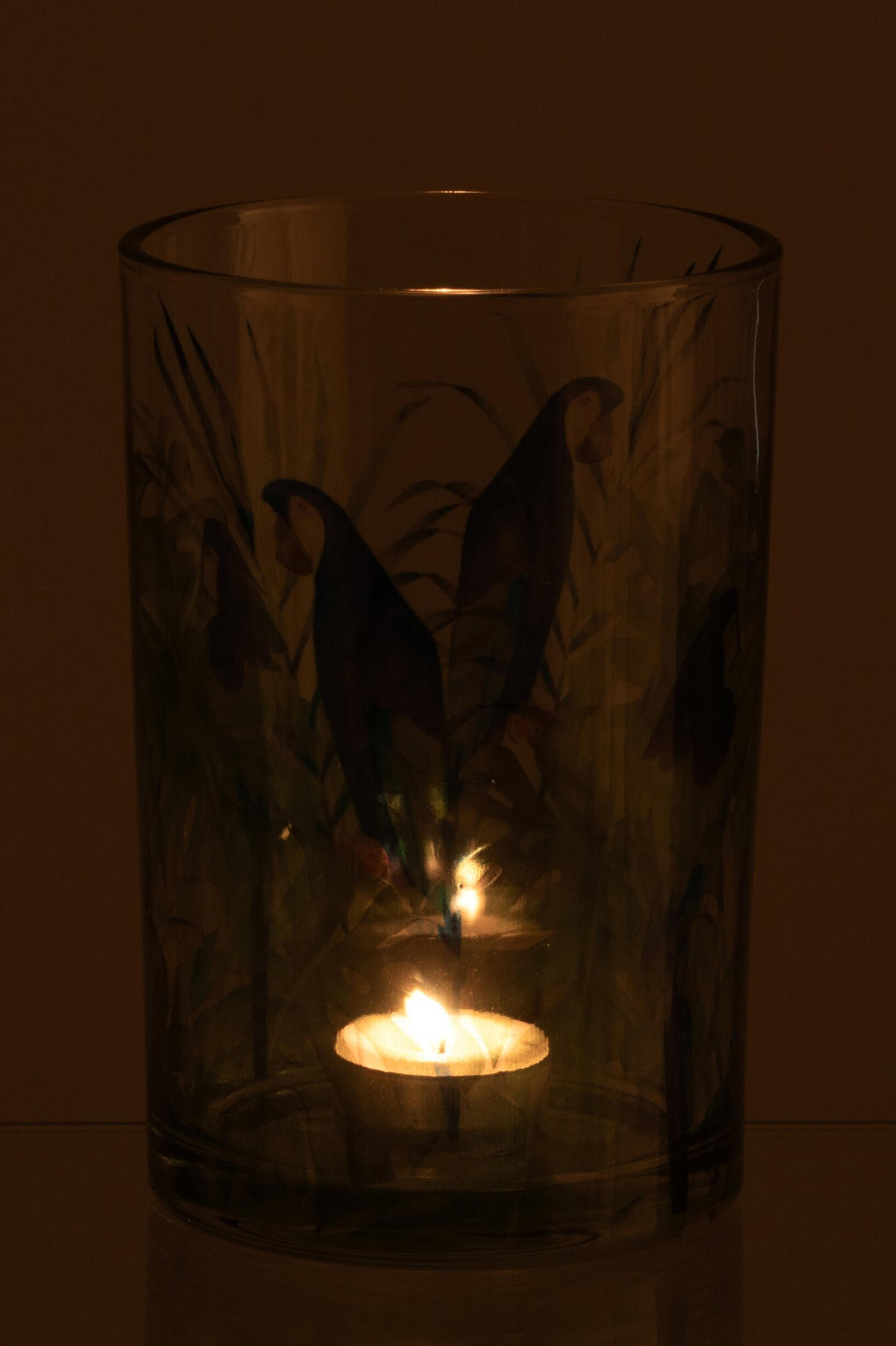 WINDLICHT PAPEGEI - Blau, Glas (12/18cm) - J-Line