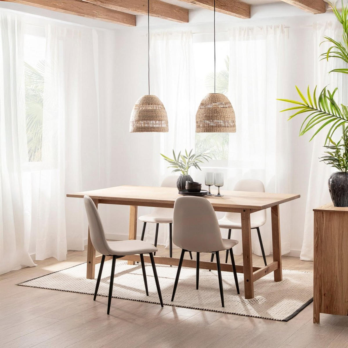 ESSZIMMERSTUHL Elia Beige 44 cm x 84 cm 4er-Set - Beige, Leder (44/84/52cm) - Klast Home