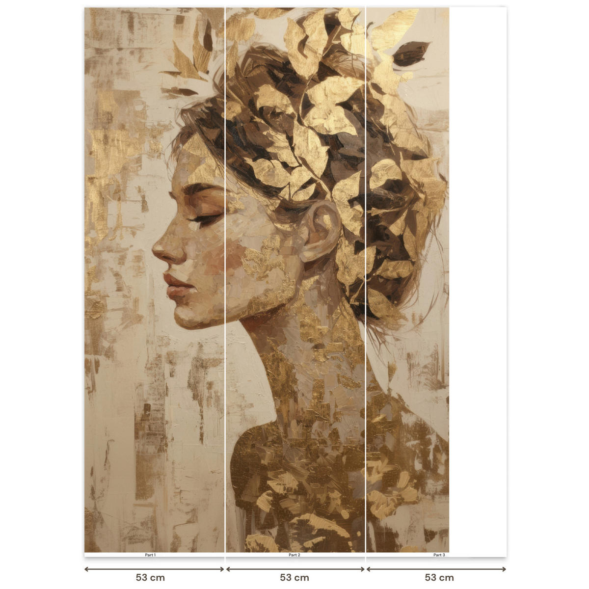 TAPETE - Frau - Gold - Abstrakt - Textur - 140x220 cm - Goldfarben, Papier (140/220cm) - OnlyWow