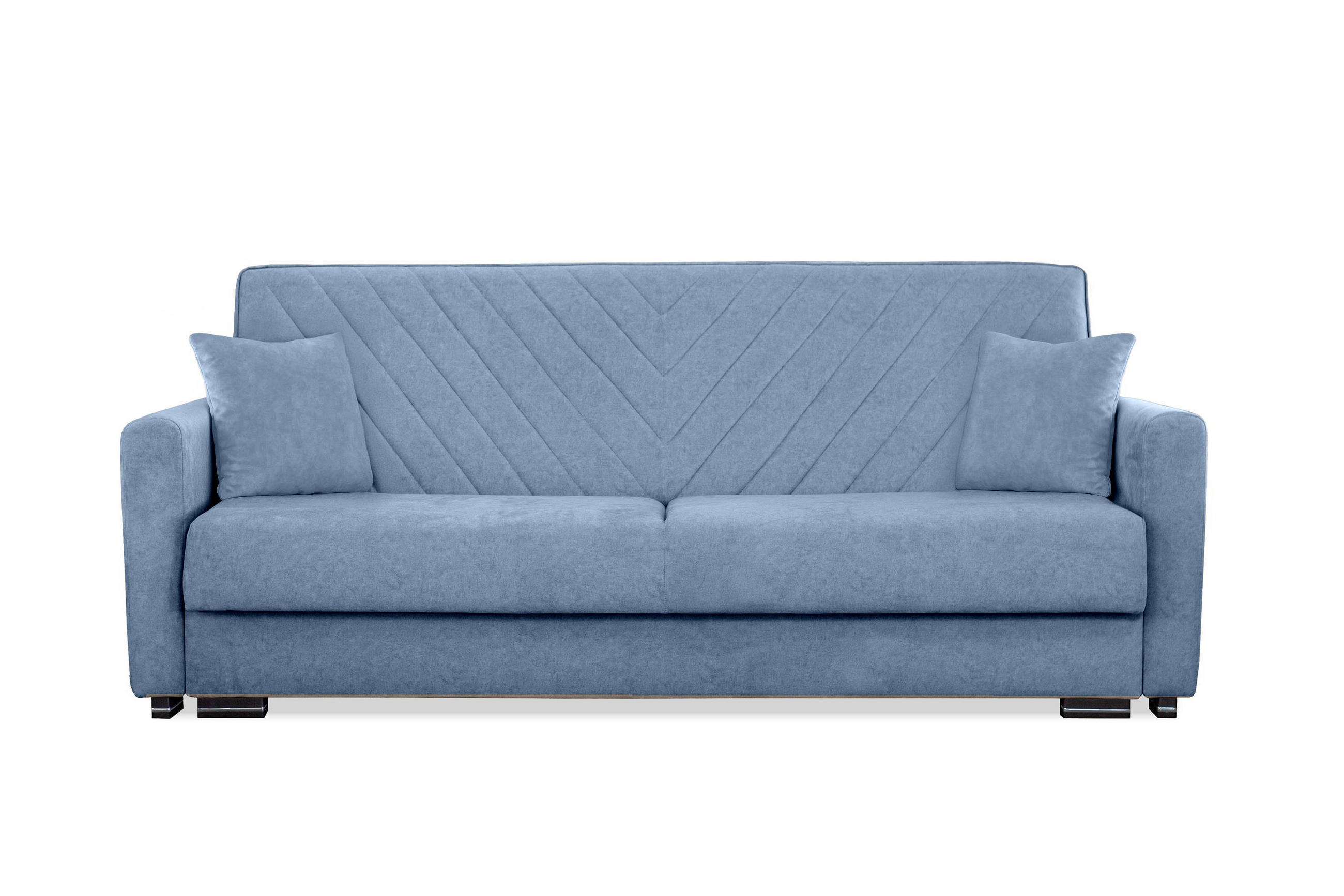 SOFA Vera Blau, mit Schlaffunktion und Bettzeugablage - Blau, Holzwerkstoff (227/95/100cm) - Bettso