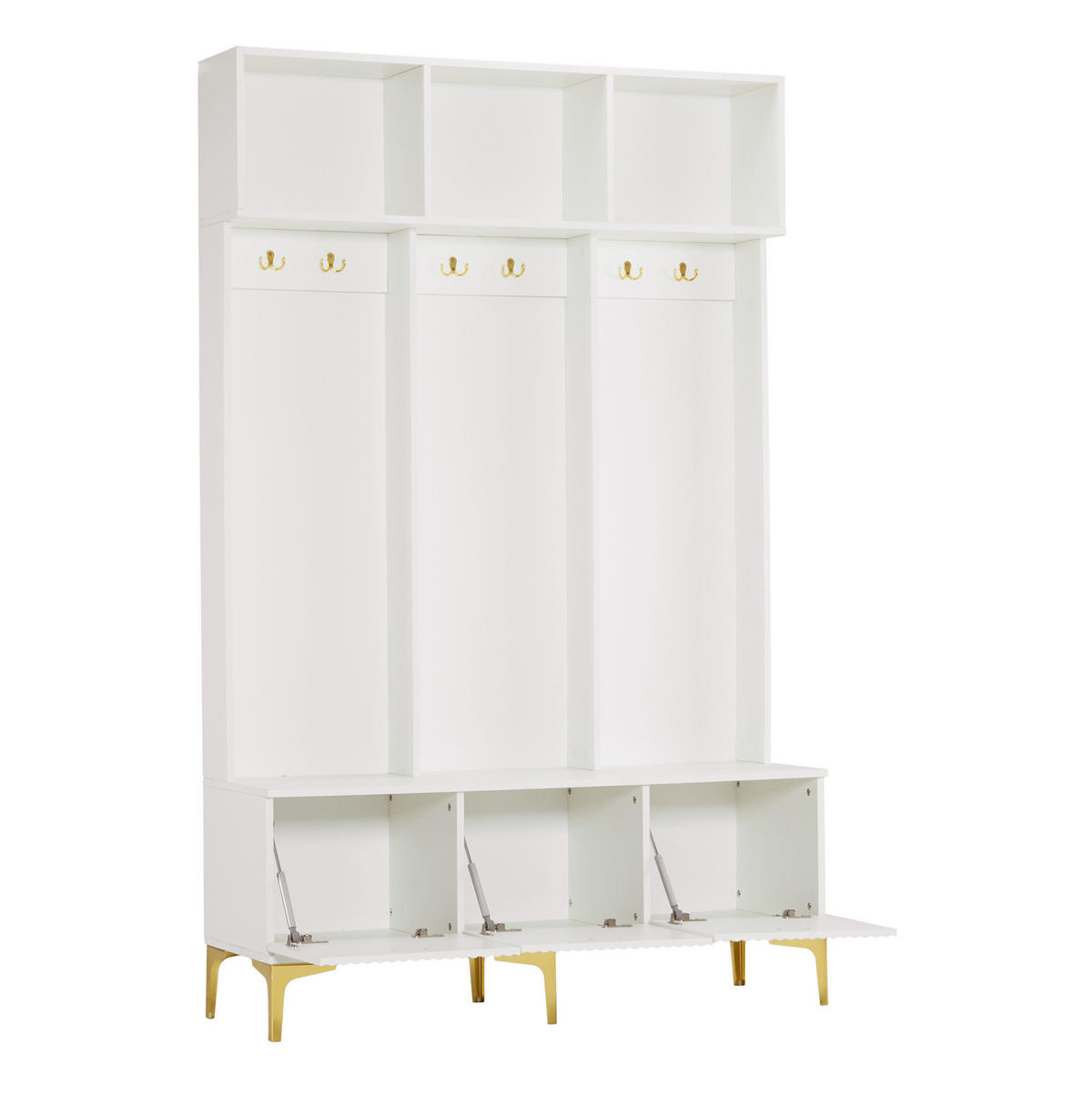 GARDEROBE 120/191,5/23,5 cm Weiß aus Spanplatte mit Sitzbank - Weiß, Holzwerkstoff (40/191/120cm) - OKMYHOME
