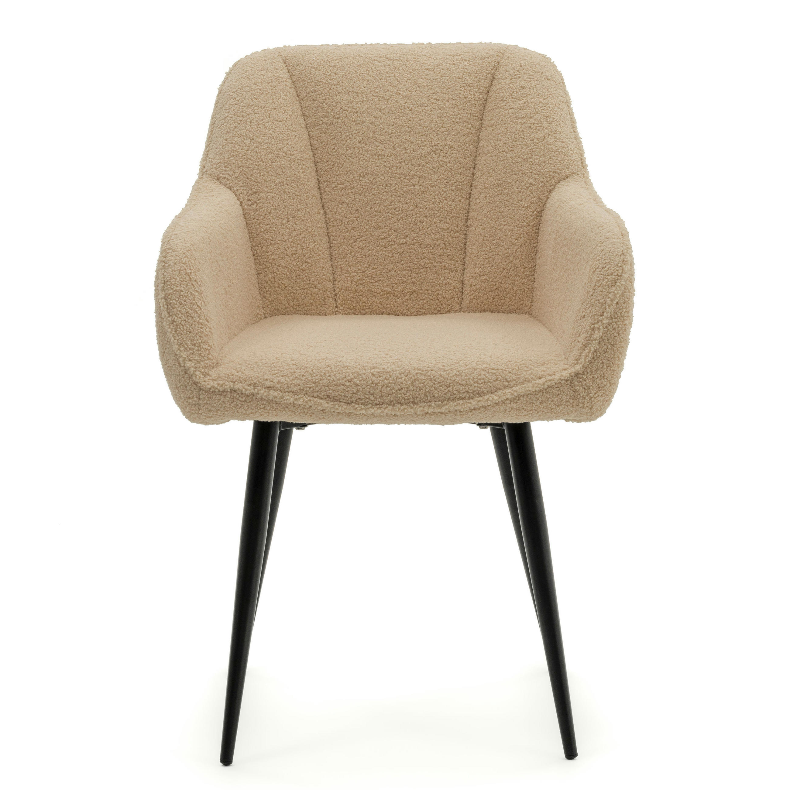 STUHL LAGO gespolsterter mit Steppung - beige - Samt Boucle - Beige/Schwarz, Textil/Metall (58/85/60cm) - NEW HOME