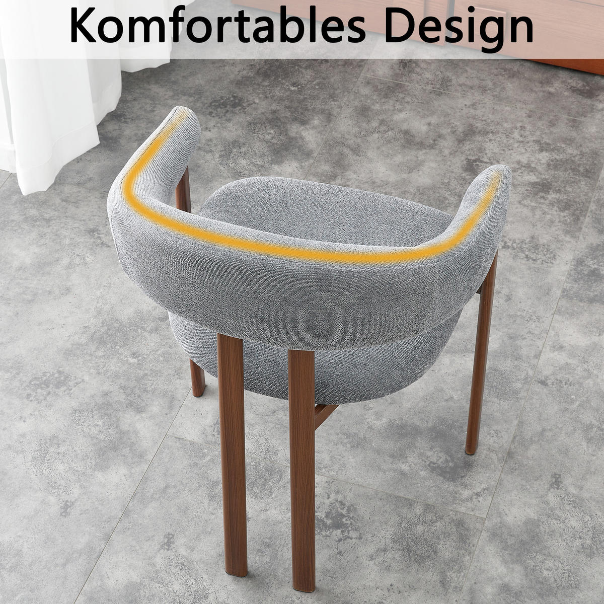 ESSZIMMERSTUHL 2ER-SET aus Stoff mit Metallbeinen, ergonomisch gepolstert im Fass-Design - Grau, Textil (60/80.5/57.5cm) - Urban Meuble