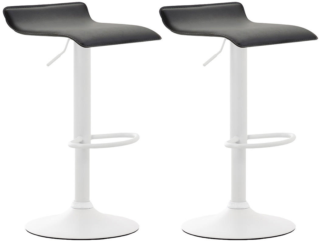 BARHOCKER 2er Set Derid Kunstleder Schwarz Weiß - Schwarz, Leder/Metall (36/63/39cm) - DELUKE