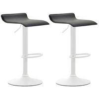 BARHOCKER 2er Set Derid Kunstleder Schwarz Weiß - Schwarz, Leder/Metall (36/63/39cm) - DELUKE