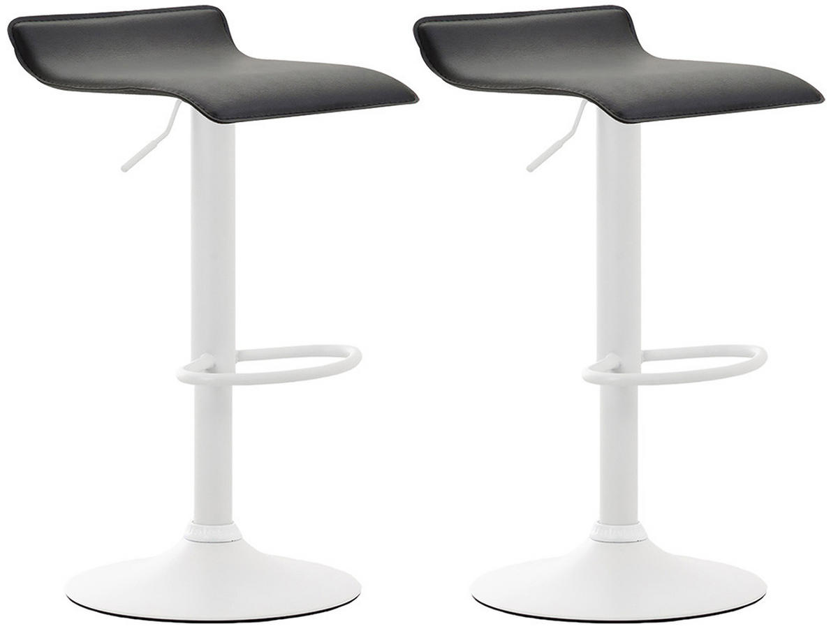 BARHOCKER 2er Set Derid Kunstleder Schwarz Weiß - Schwarz, Leder/Metall (36/63/39cm) - DELUKE