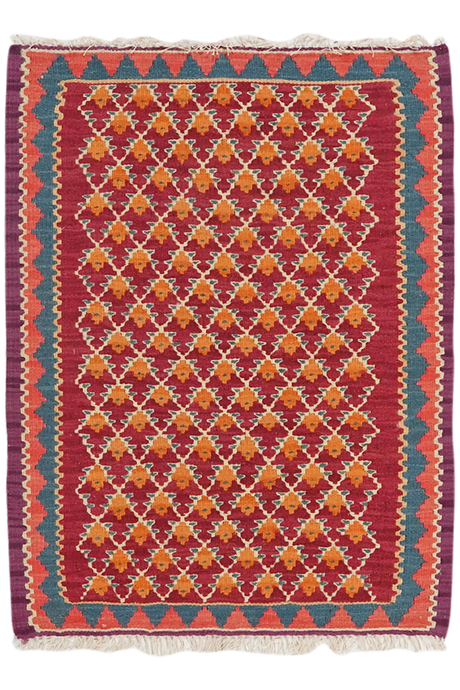 HANDWEBTEPPICH Kelim Senneh Rot 86/62 cm Schurwolle - Rot, Textil (62/86cm) - Looma