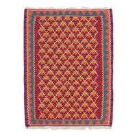 HANDWEBTEPPICH Kelim Senneh Rot 86/62 cm Schurwolle - Rot, Textil (62/86cm) - Looma