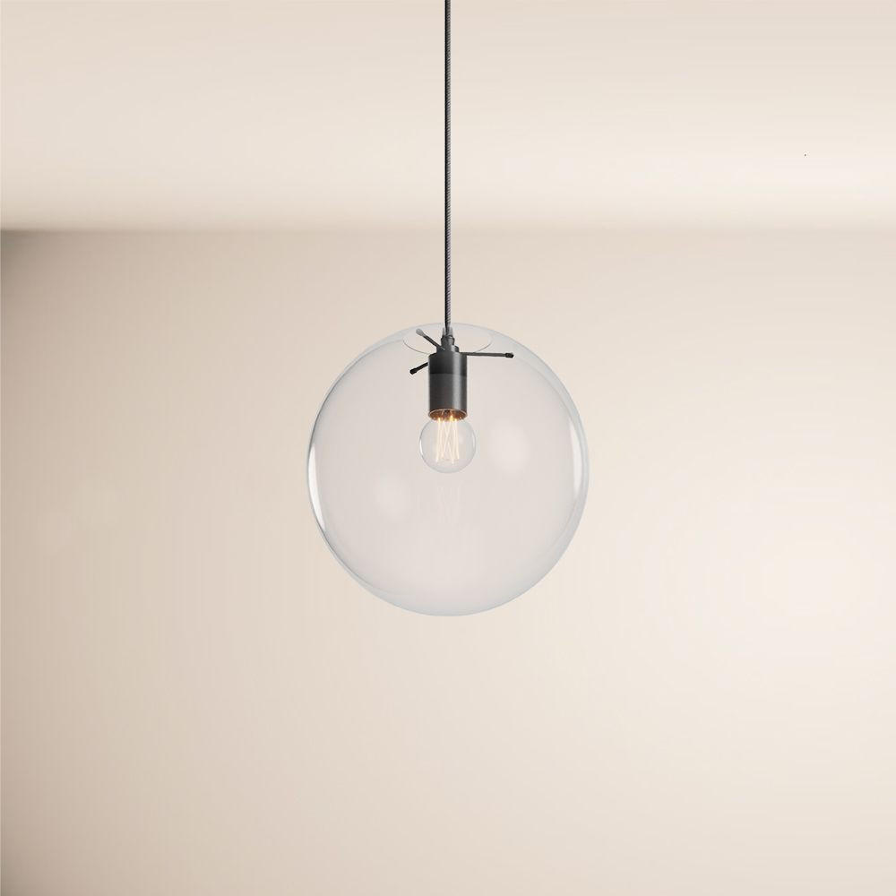 HÄNGELAMPE Orb 1.5m Abhängung Klar/Schwarz Ø 30cm - Klar, Glas (30/30/30cm) - s.luce