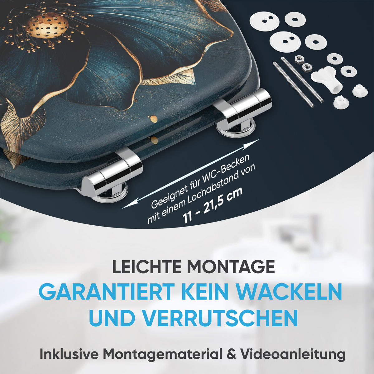 WC Sitz mit Absenkautomatik Bellezza - Blau, Holzwerkstoff (38/6/47cm) - Sanilo