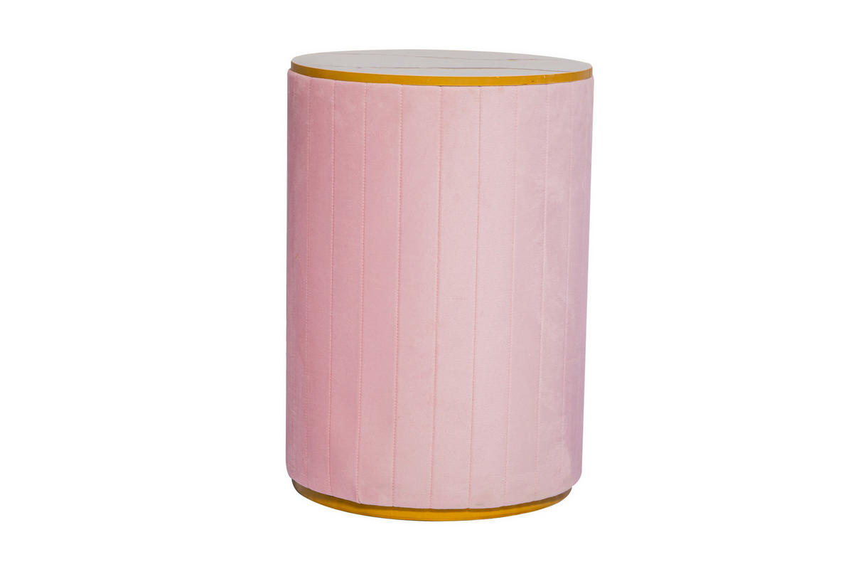 NACHTTISCH aus MDF 40x40x52,5 cm Rosé mit 3 Schubladen, Samtbezug und Marmoroptik - Rosa, Holzwerkstoff (40/52.5/40cm) - Modfu