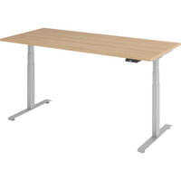 SCHREIBTISCH elektrisch 80/180/74 cm in Eichefarben/Silberfarben - Eichefarben/Silberfarben, Holzwerkstoff (80/180/74cm) - bümö