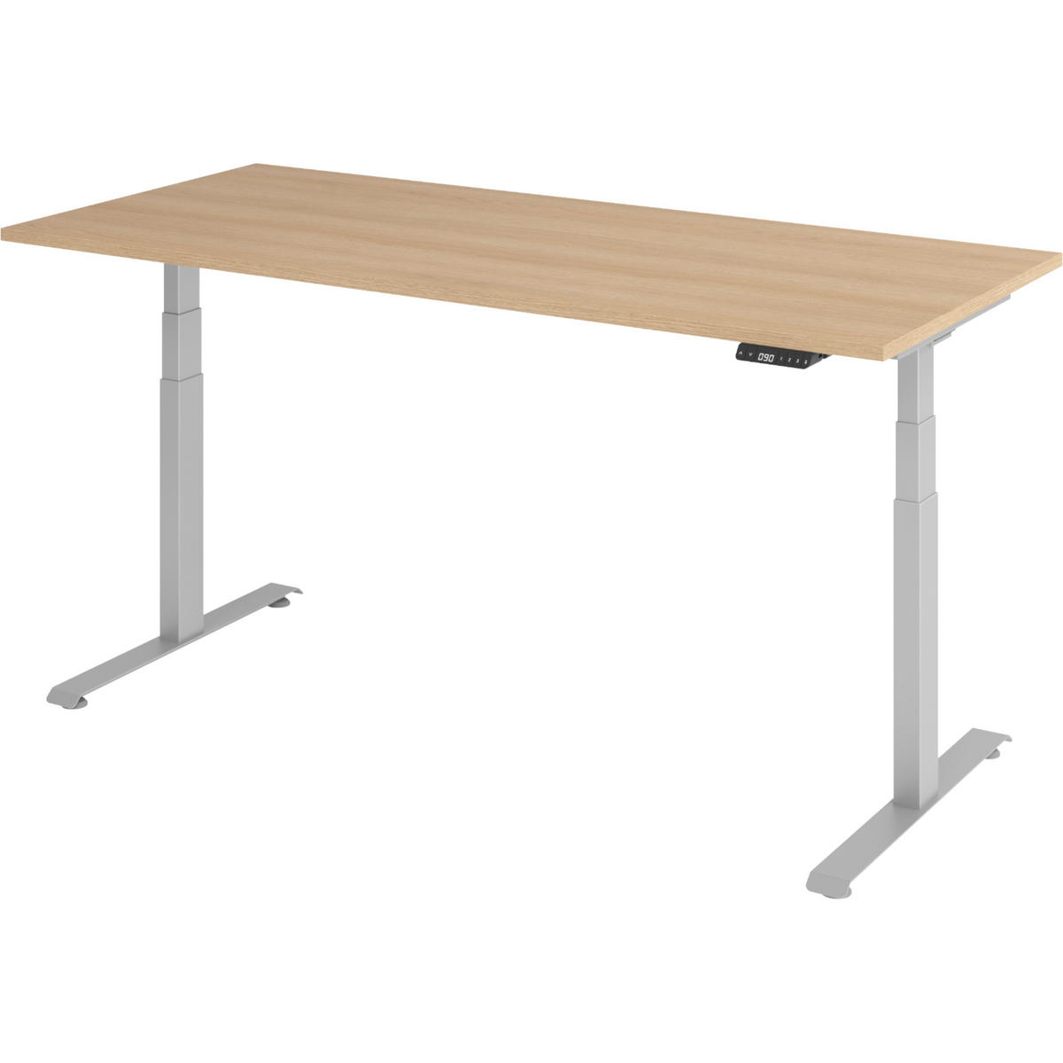 SCHREIBTISCH elektrisch 80/180/74 cm in Eichefarben/Silberfarben - Eichefarben/Silberfarben, Holzwerkstoff (80/180/74cm) - bümö