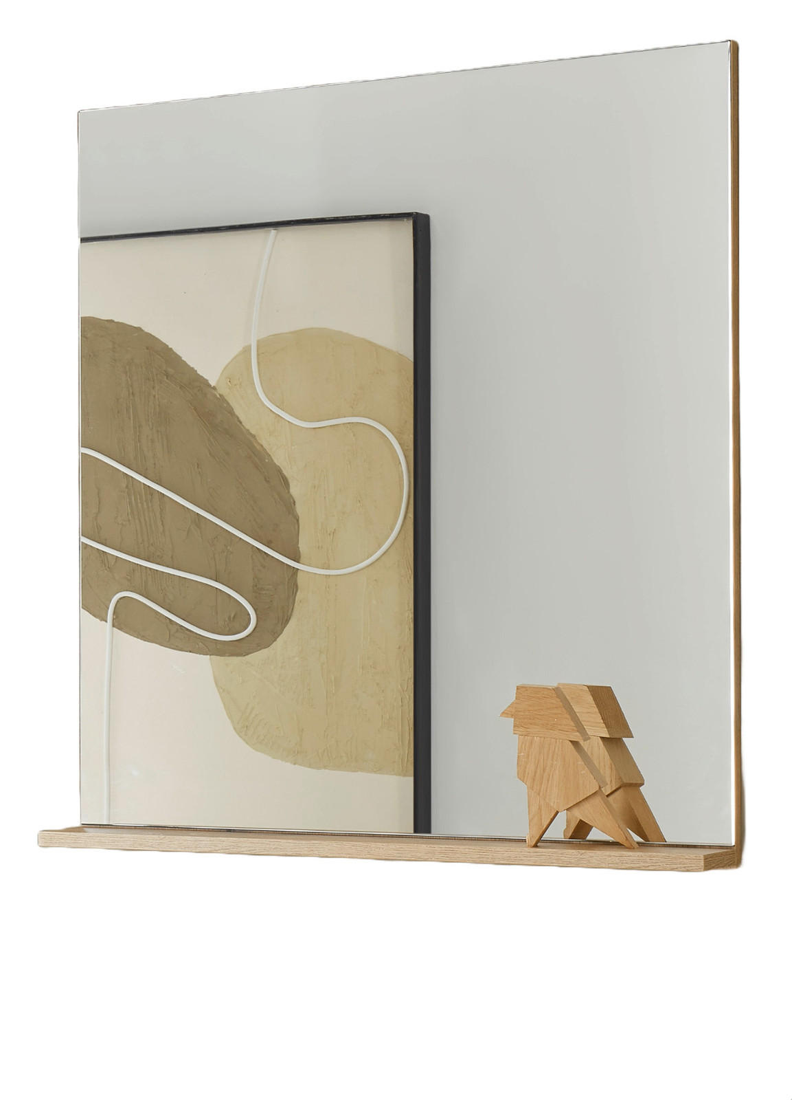 GARDEROBENSPIEGEL Evoke Eiche 75 cm, Wandspiegel mit Ablage - Eichefarben, Glas/Holzwerkstoff (75/80/10cm) - Furn.Design