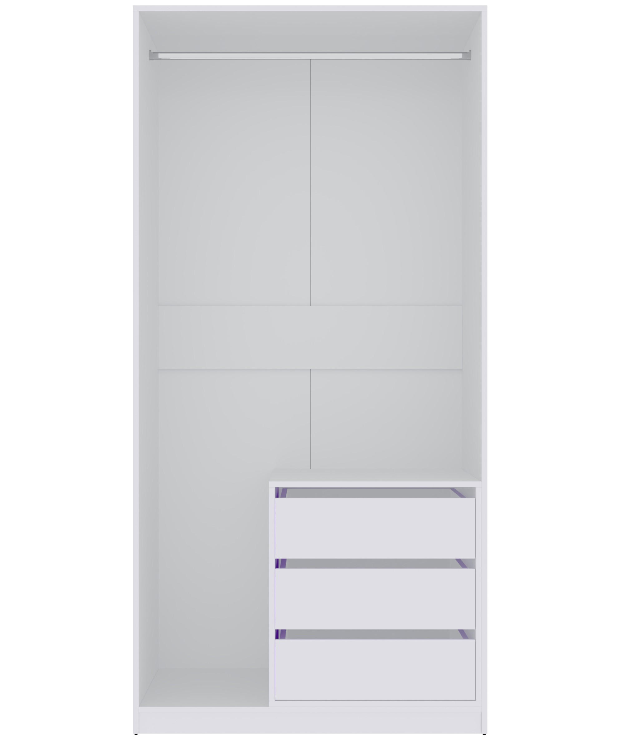 OFFENER-KLEIDERSCHRANK TRES 11B Weiß 100/206/51 cm - Weiß, Holzwerkstoff (100/206/51cm) - Marmex Möbel