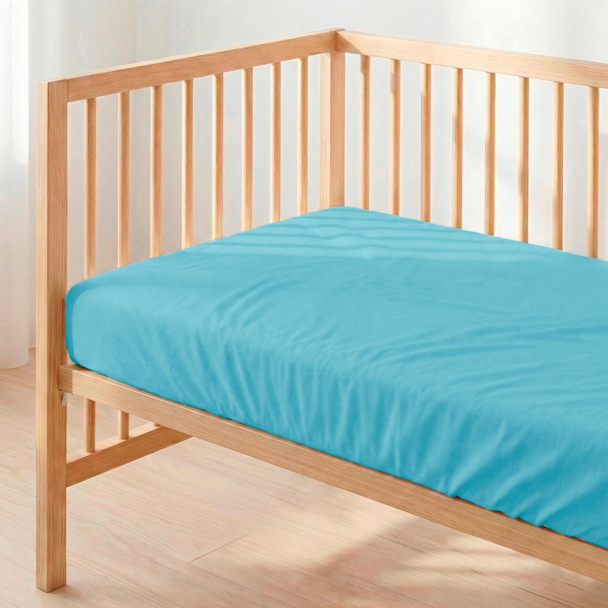 SPANNBETTTUCH basic 60x120x14 cm (kinderbett) türkis - Türkis, Textil (60/120cm) - Happy Friday