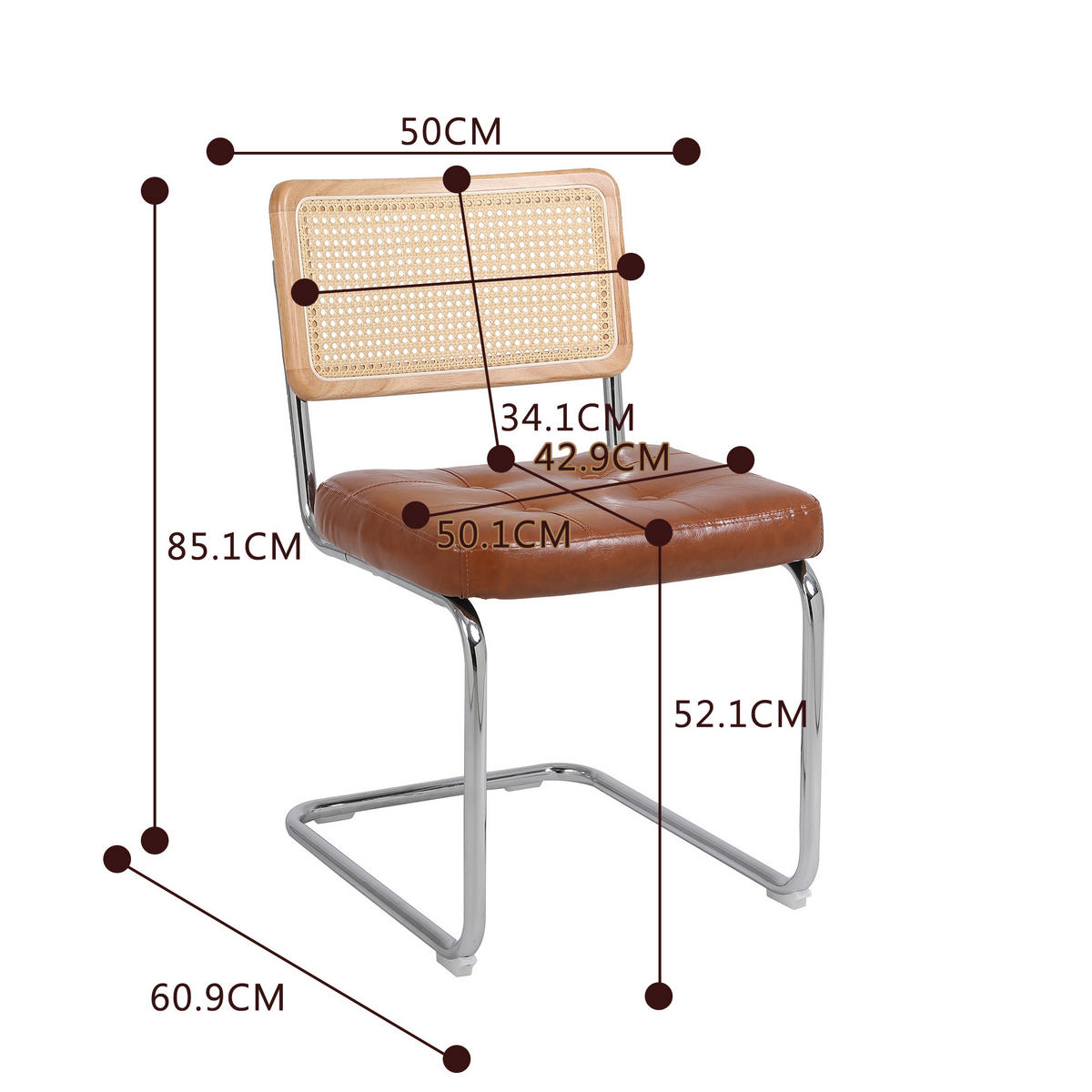 ESSZIMMERSTUHL 2er-Set mit Rattanlehne, Braun - Braun, Kunststoff (50/85/61cm)