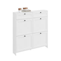 SCHUHKIPPER Schmal mit Schublade, Weiß 100x107x19 cm - Weiß, Holzwerkstoff (100/107/19cm) - SoBuy