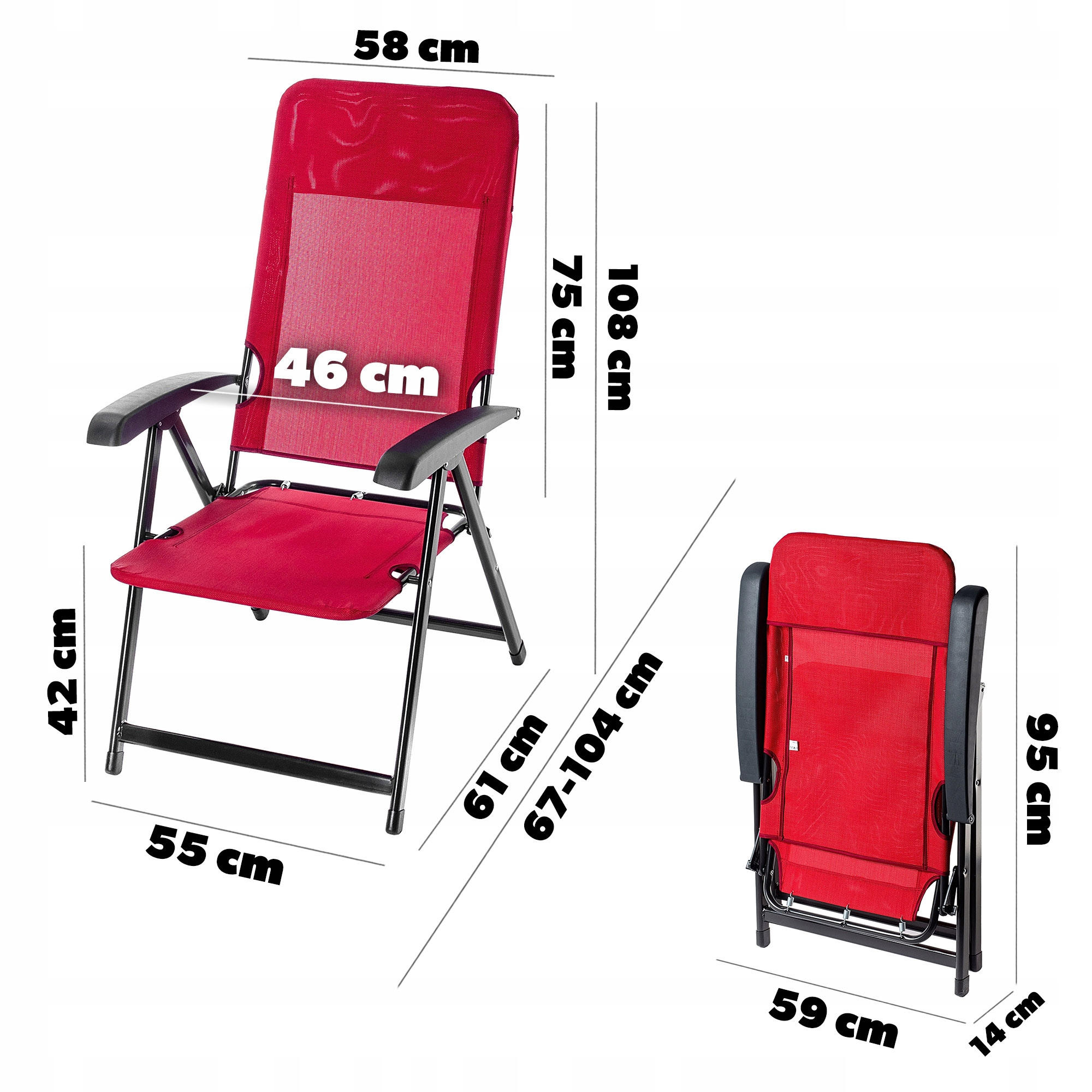 GARTENSESSEL Rot - Rot, Metall (55/104cm) - KADAX