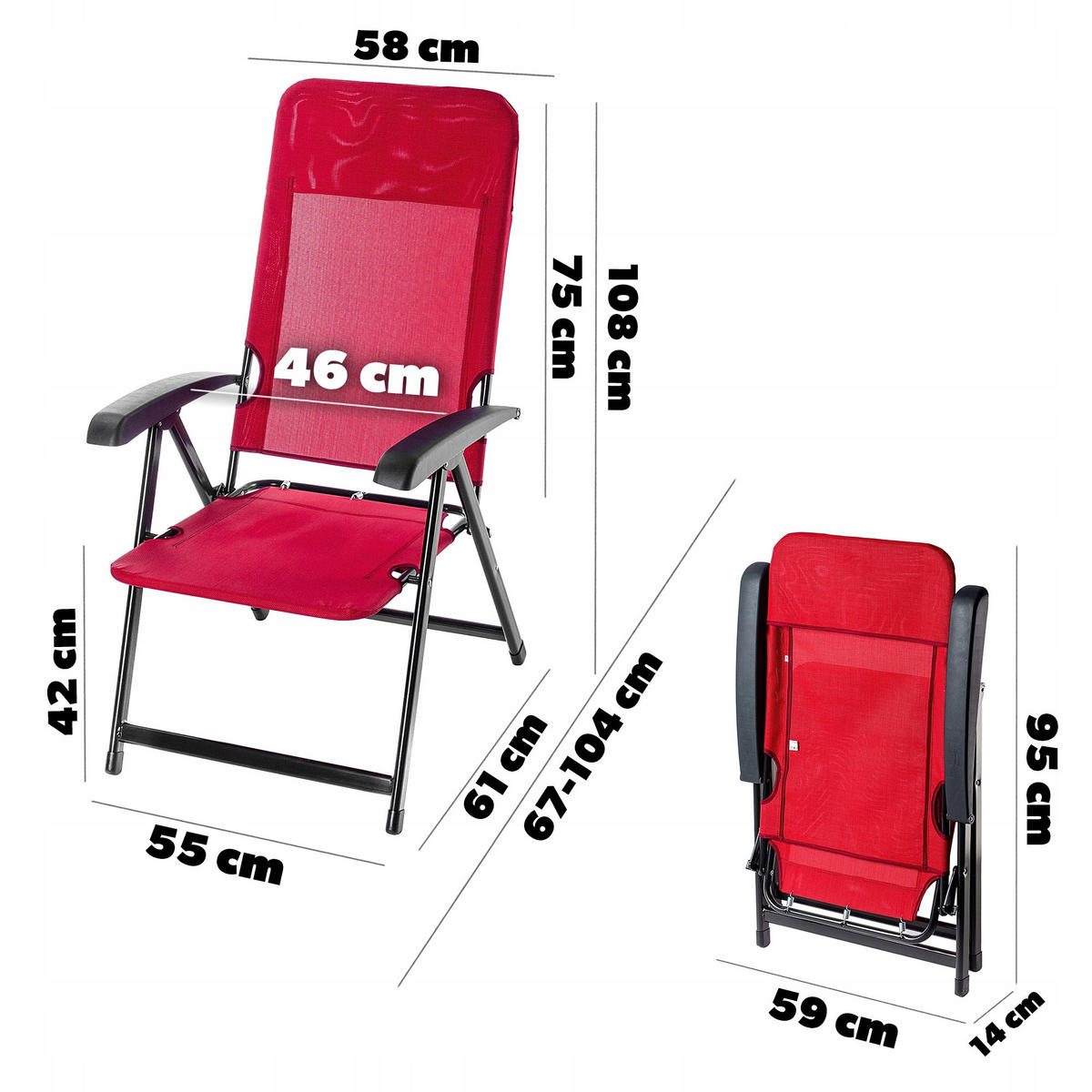 GARTENSESSEL Rot - Rot, Metall (55/104cm) - KADAX