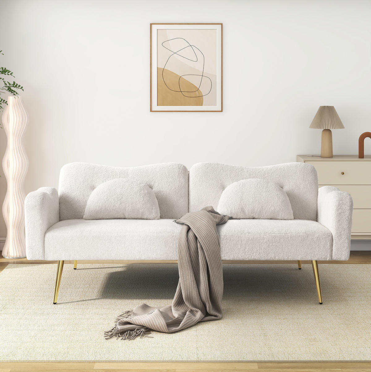 SOFABETT mit Schlaffunktion 155 x 85,5 cm White 2er-Kissen - Weiß, Kunststoff (175/82/79cm) - Meubliv