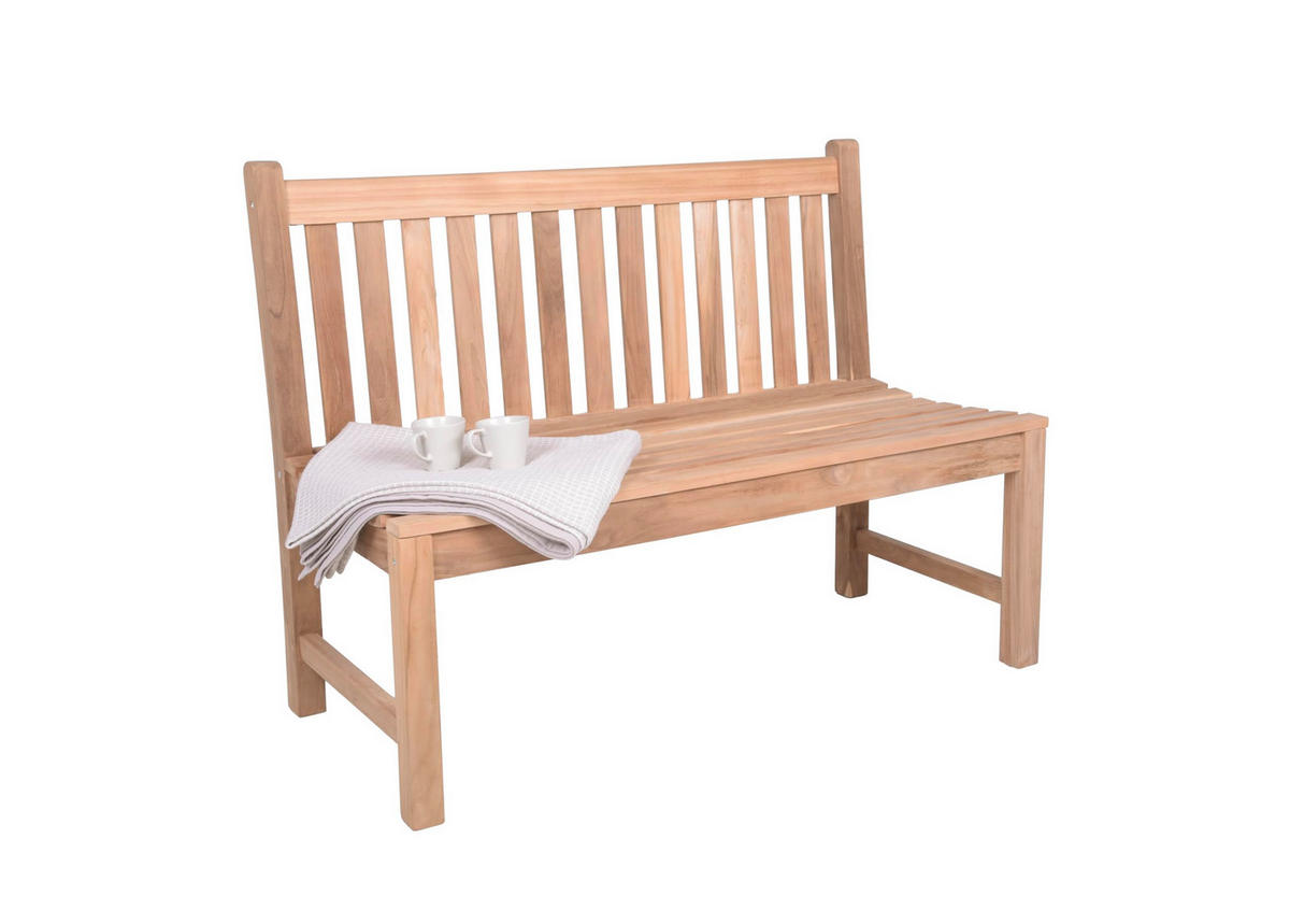 GARTENBANK Omar 2-Sitzer 120 cm ohne Armlehnen Terrassenbank - Hellbraun, Holz (60/92/120cm) - DELUKE