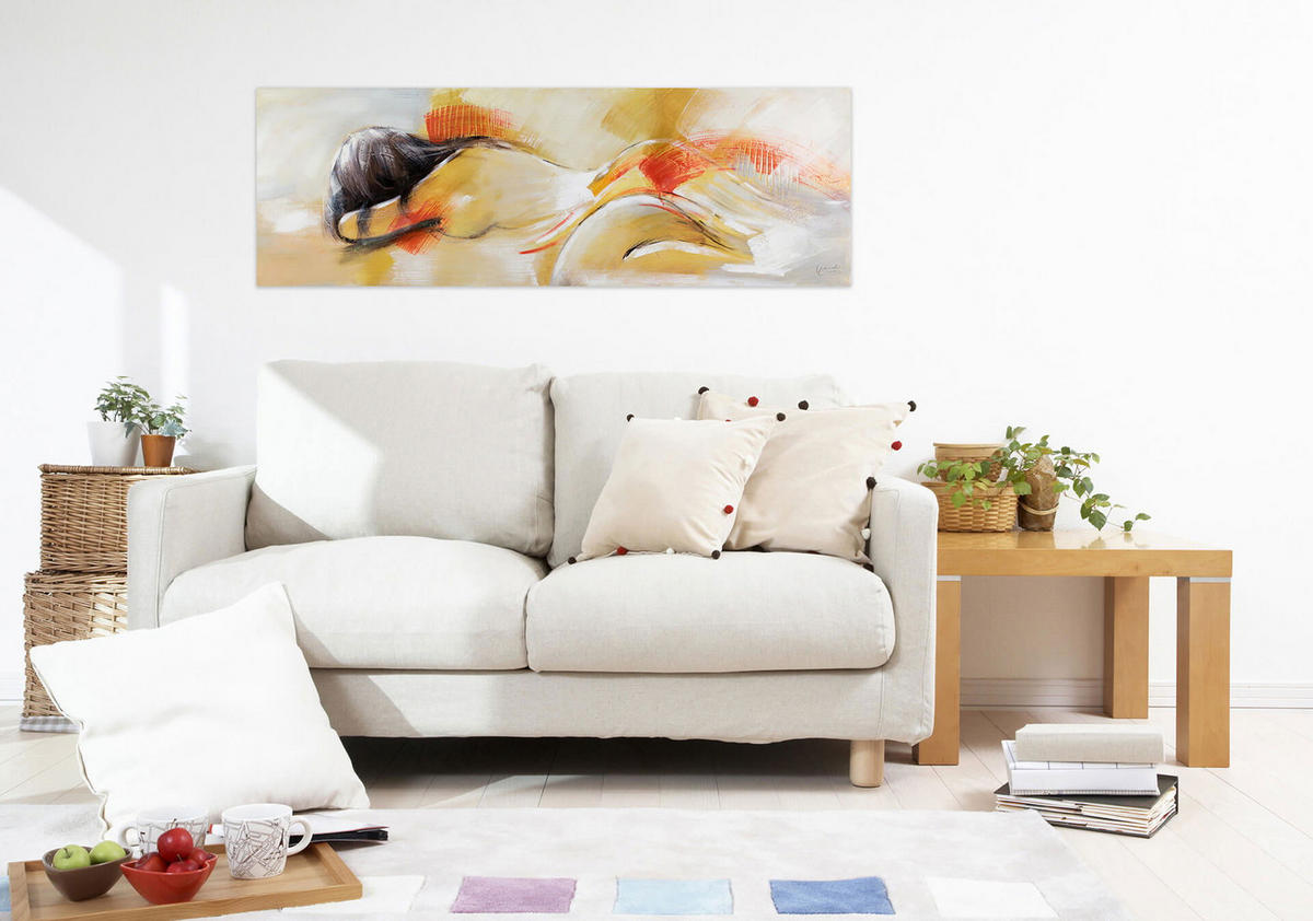 ÖLGEMÄLDE 150/50 cm - Gelb/Orange, Holz/Textil (150/50cm) - KUNSTLOFT