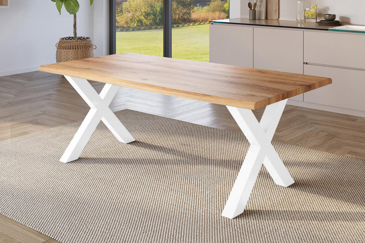 ESSTISCH JULIUS X - Wildeiche/Weiß, Holz (100/200/77cm) - SAM