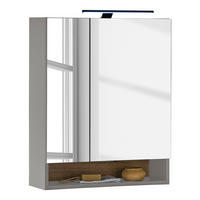 SPIEGELSCHRANK mit Beleuchtung - Grau, Holzwerkstoff (60/75/22cm) - home24