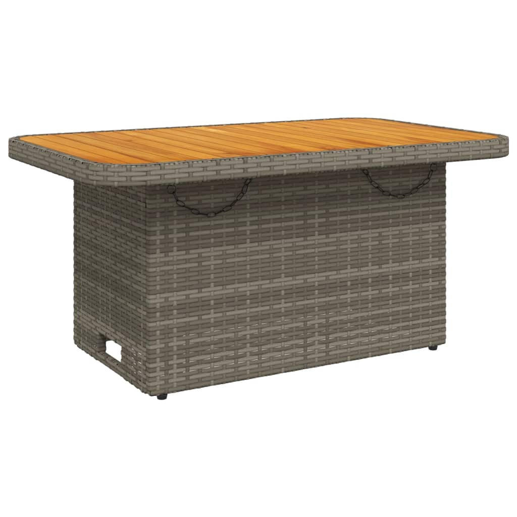 GARTENTISCH Grau 90/55/71 Cm Poly Rattan Und Akazienholz - Grau, Kunststoff (90/55/71cm) - vidaXL