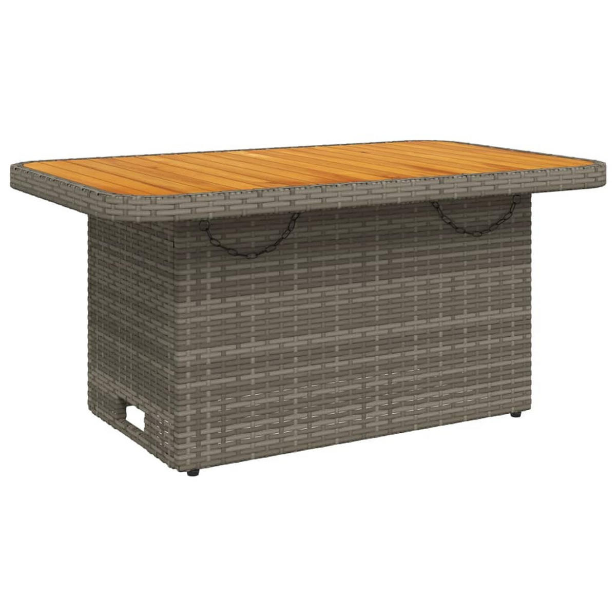 GARTENTISCH Grau 90/55/71 Cm Poly Rattan Und Akazienholz - Grau, Kunststoff (90/55/71cm) - vidaXL
