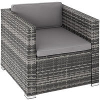 RATTANSESSEL Lignano,70 x 69 x 65cm,grau - Grau, Kunststoff (70/65/69cm) - tectake