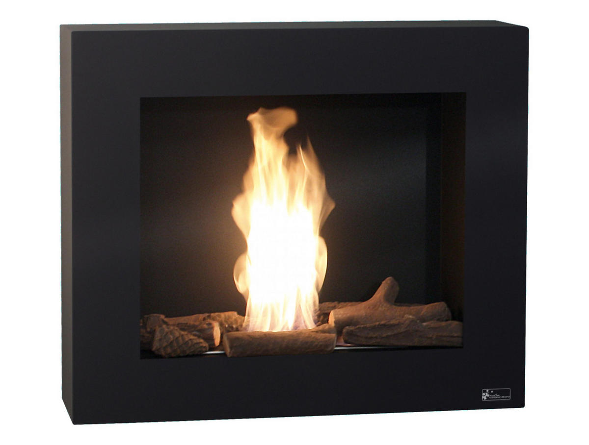 BIOETHANOL-KAMIN Schwarz Wandmodell inklusive 1.2 L Brennblock - Schwarz, Metall (70/60/20cm) - Purline