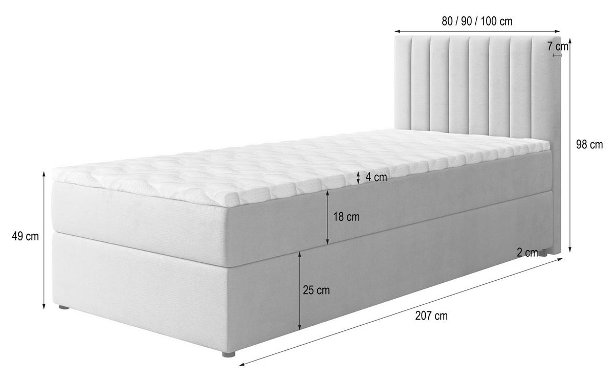 BOXBETT BRESEL 100 100x200 cm mit Matratze und Topper, H2+H3 - Grün - Grün, Holz (100/200cm) - MASSENO