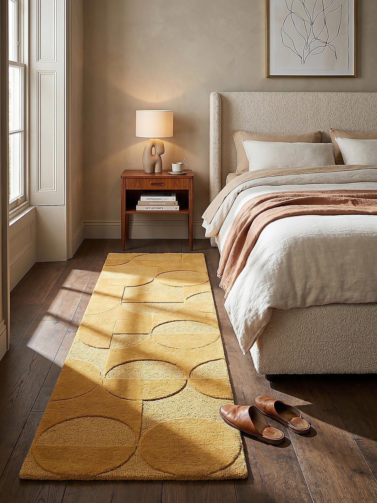 TEPPICH aus Wolle DEBEN in Senfgelb, geometrisch, 60 x 230 cm - Gelb, Textil (60/230cm) - KADIMA DESIGN
