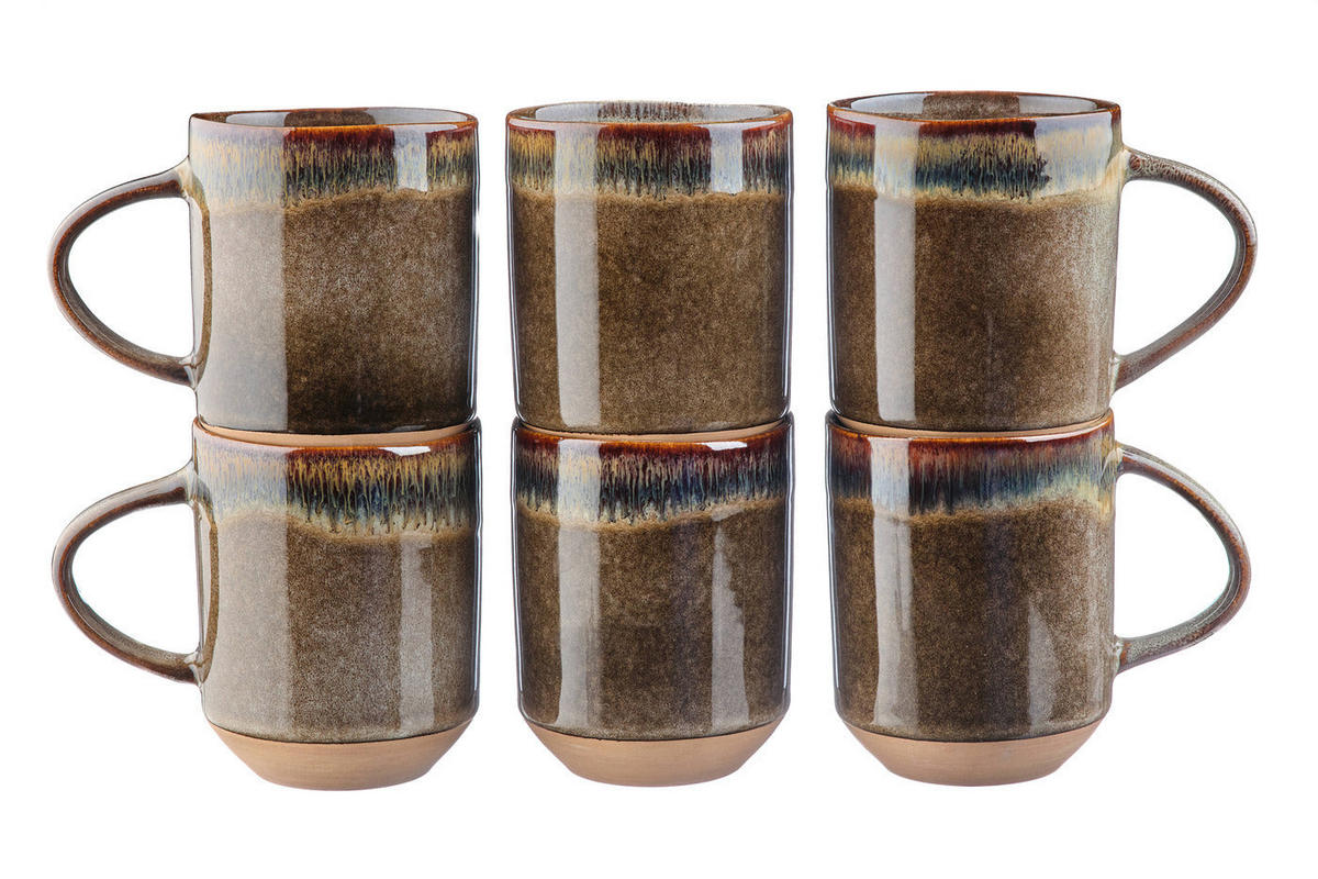 BECHER Genesis 400ml - 6er-Set - Basalt - Braun, Keramik (0.4L) - Björn