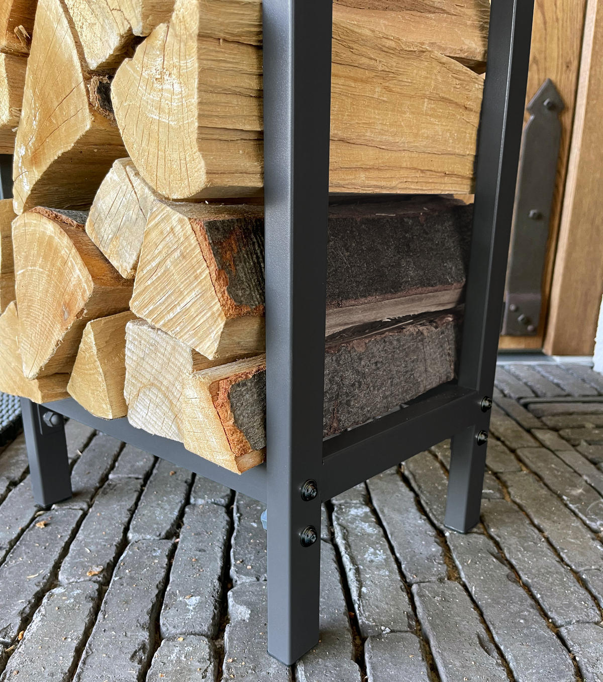 KAMINHOLZREGAL Außen 33x25x90 cm Metall Anthrazit - Anthrazit, Metall (25/90/33cm) - QUICK STAR