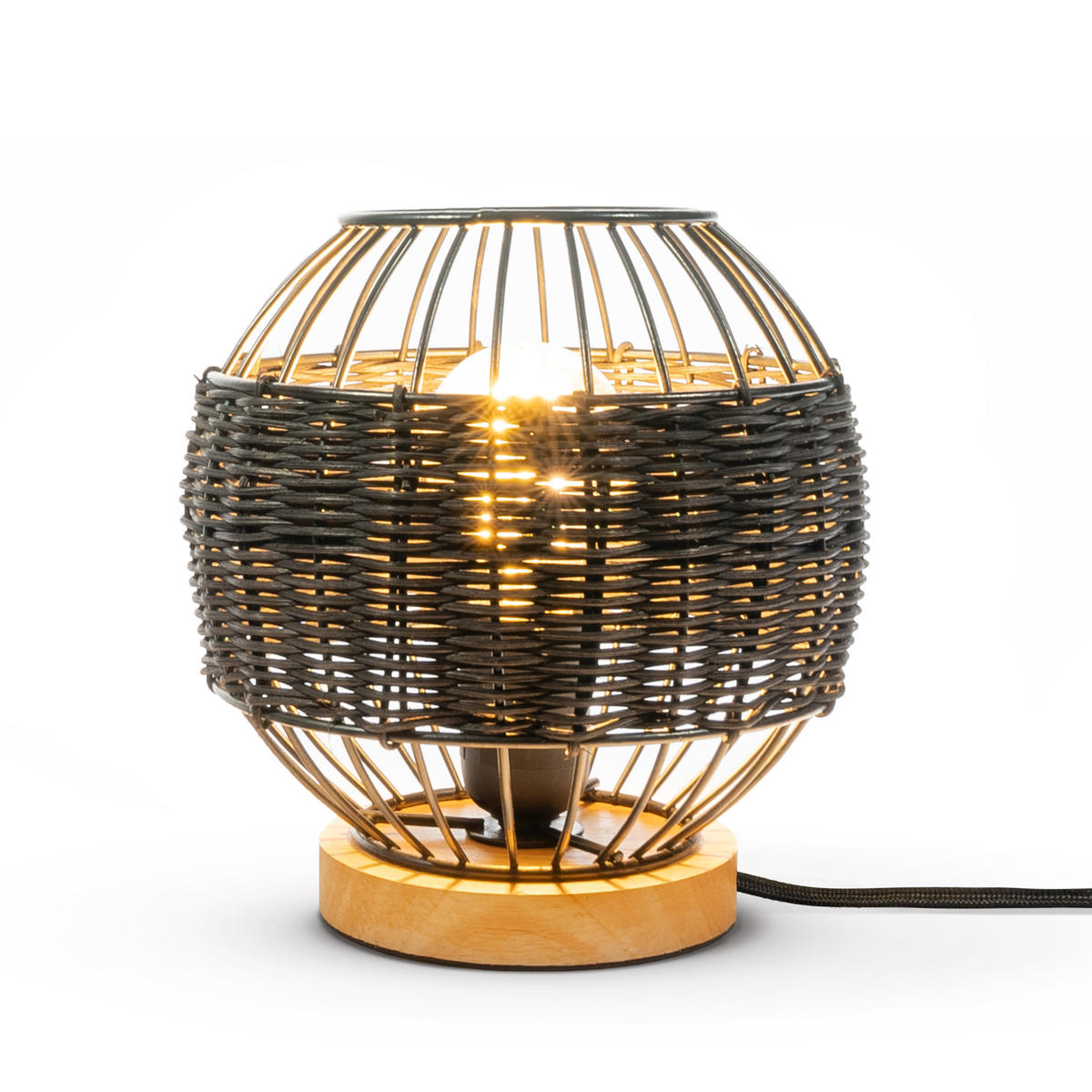 TISCHLAMPE Puglo - Schwarz, Metall (20/20/21cm) - Paco Home