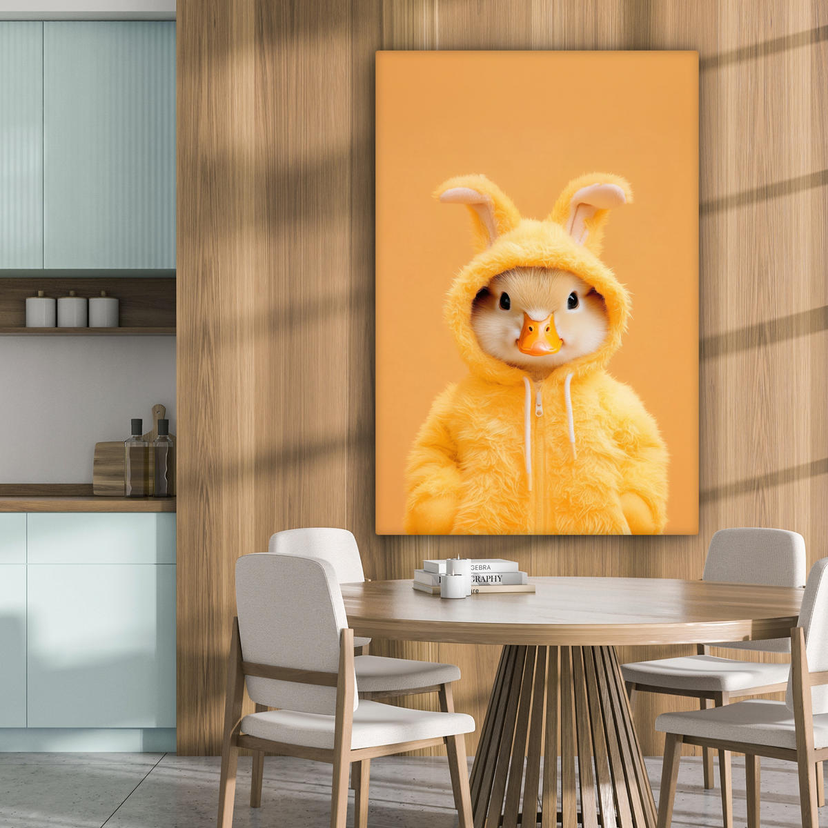 LEINWANDBILD Osterhase - Kostüm - Ente Deko Groß 90x140 cm - Gelb, Textil (90/140cm) - MuchoWow