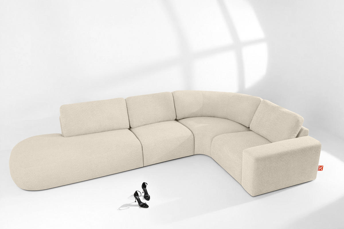 ECKSOFA LINKS ZUCCO, Hellbeige - Hellbraun, Holz/Holzwerkstoff (224/373cm) - KONSIMO®