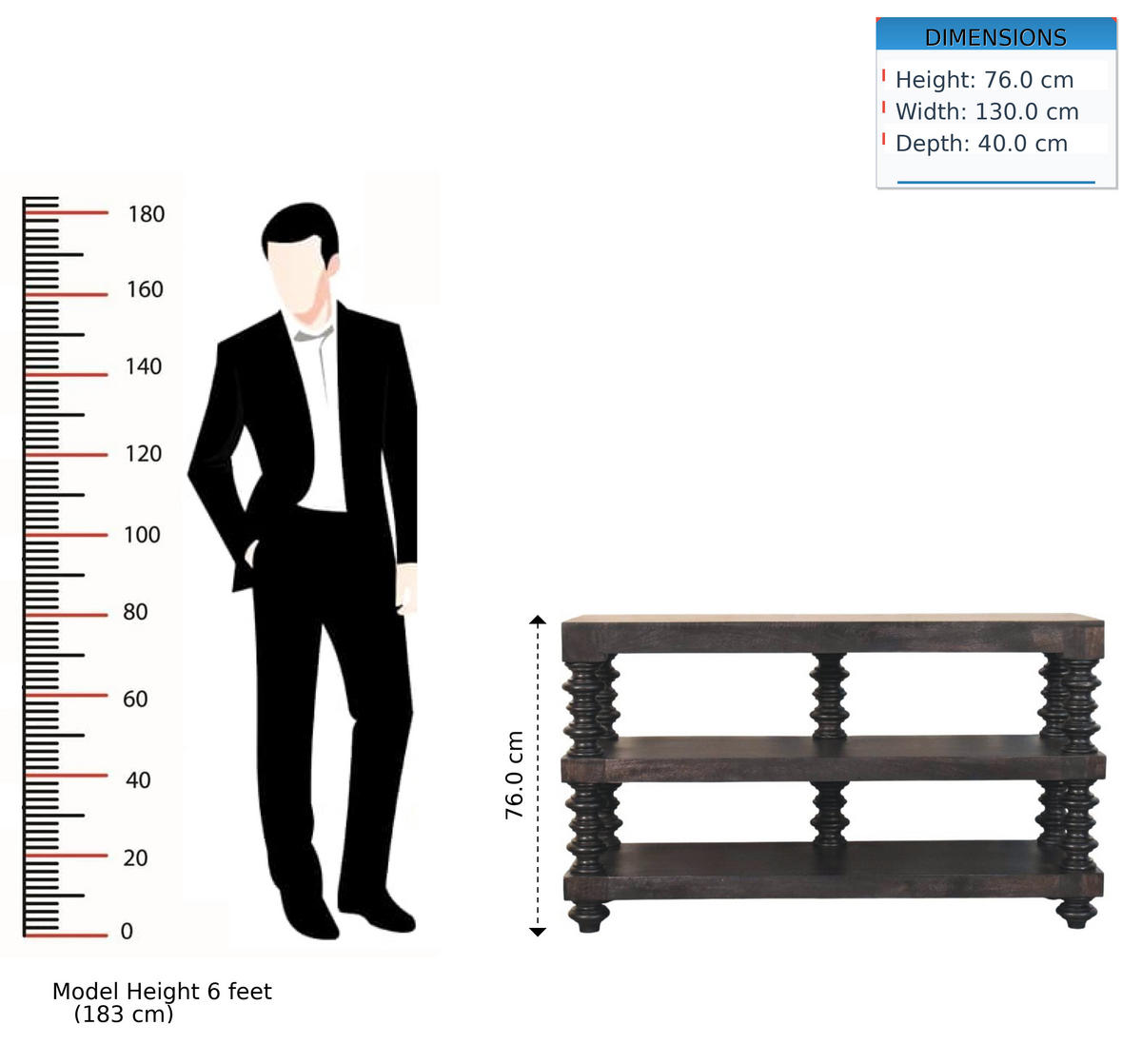 KONSOLENTISCH in tiefem Carbon-Escheton, 2 Ablagen, braun mit Carbon-Finish - Dunkelbraun, Holz (40/130/76cm) - Artisan Furniture
