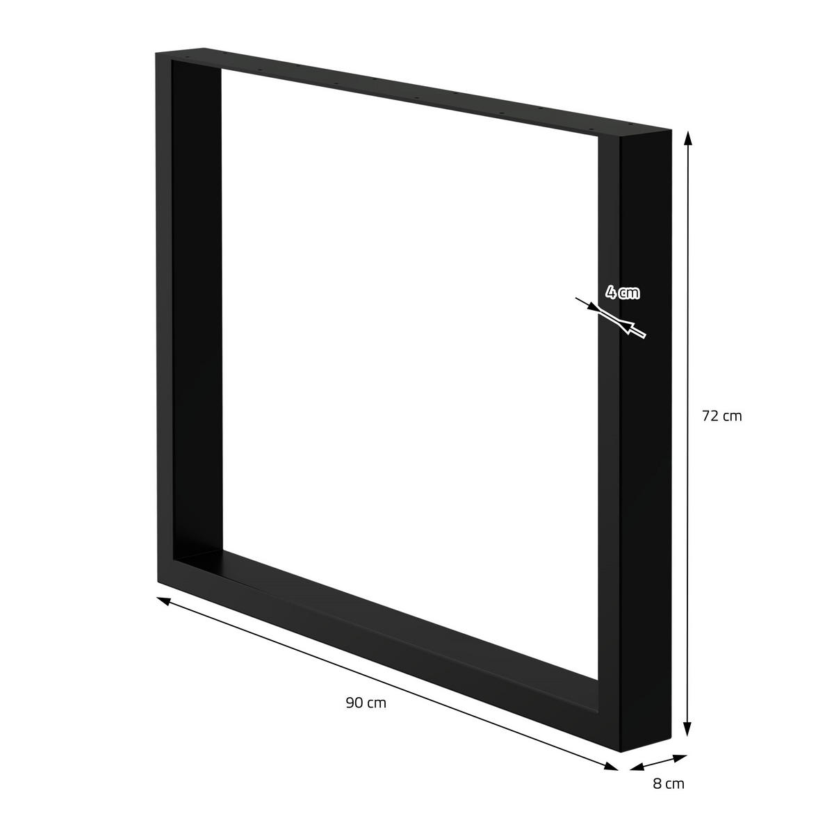 TISCHBEINE 2er Set 90 x 72 cm Schwarz - Schwarz, Metall (90/72/8cm) - ECD-Germany