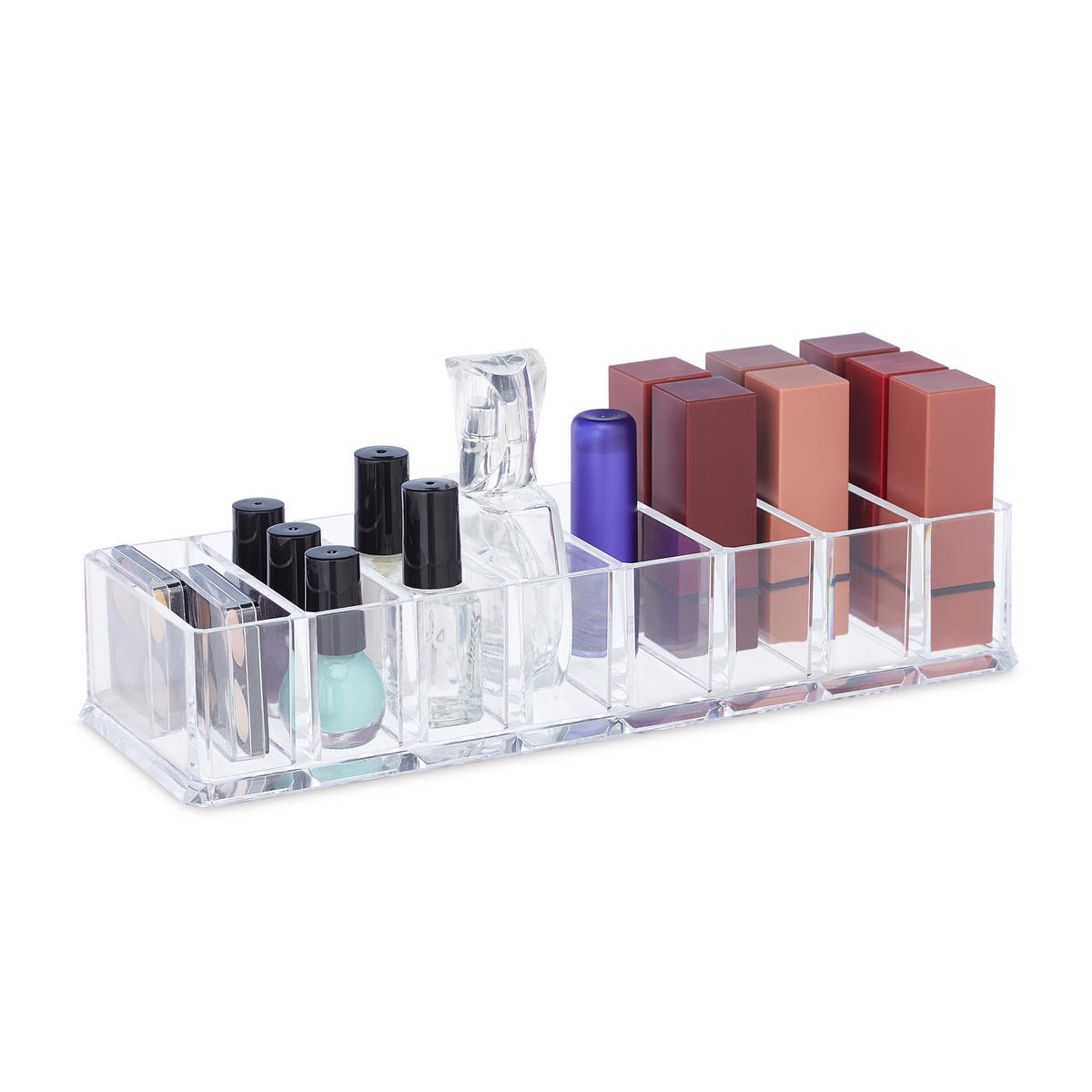 MAKE-UP-ORGANIZER - Transparent, Kunststoff (25.5/5/9cm) - Relaxdays