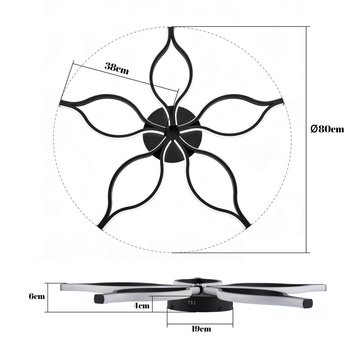 LED DECKENLEUCHTE Gelwynne 80/38/6 cm - Schwarz, Metall (80/38/6cm) - ZMH