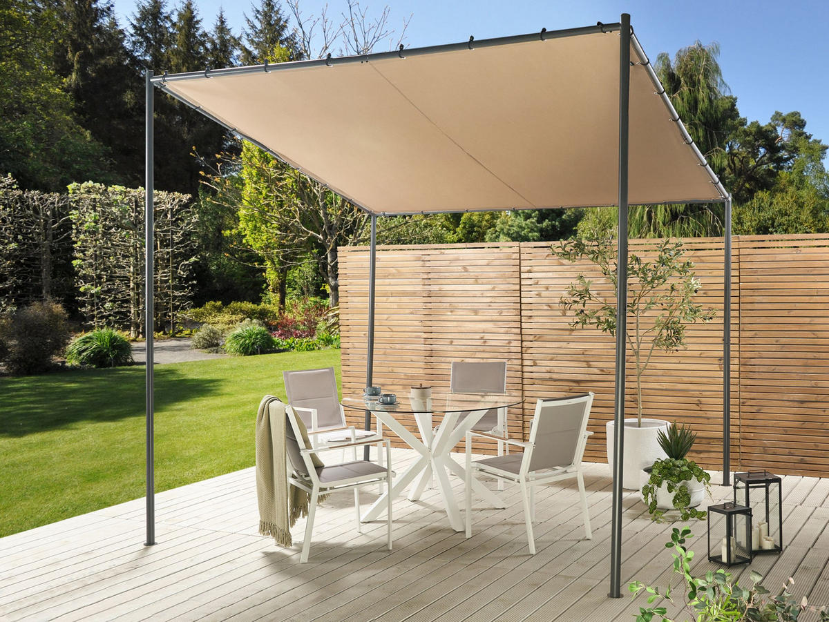 GARTEN-PERGOLA Beige Vimino - Beige, Textil (282/282/294cm) - Beliani