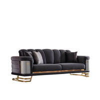 SOFA Zeon 2-Sitzer Samtstoff Anthrazit - Anthrazit, Textil/Metall (180/90/90cm) - Villa Möbel
