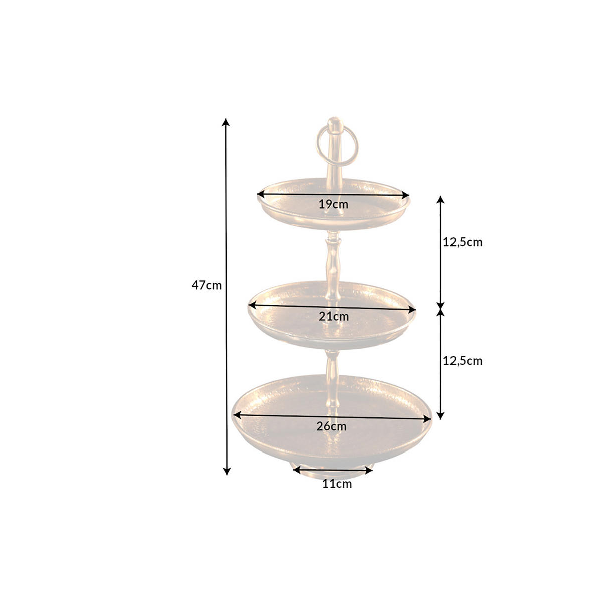 ETAGERE ORIENT Metall Gold 50 cm - Goldfarben, Metall (26/47cm) - riess-ambiente