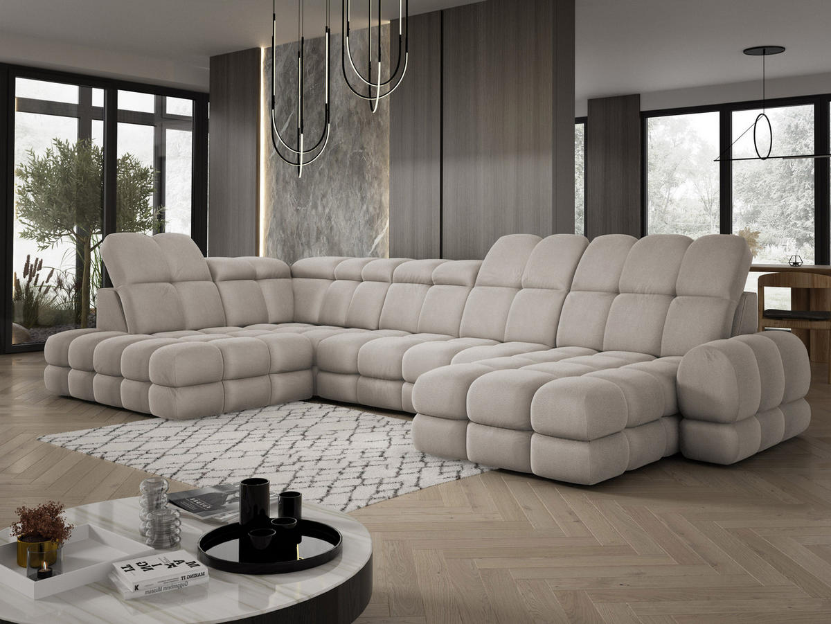 ECKSOFA TOLLO Solar-stoff U-form 400x217x105 cm cappuccino - Cappuccino, Holz/Textil (400/217cm) - DomoHome