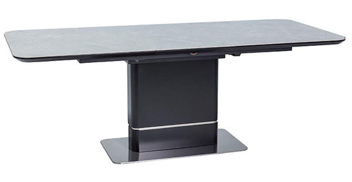ESSTISCH Pallas ausziehbar Marmor grau / schwarz 160-210 / 90 / 76cm - Schwarz/Grau, Holz/Holzwerkstoff (90/160/76cm) - Feldmann-Wohnen