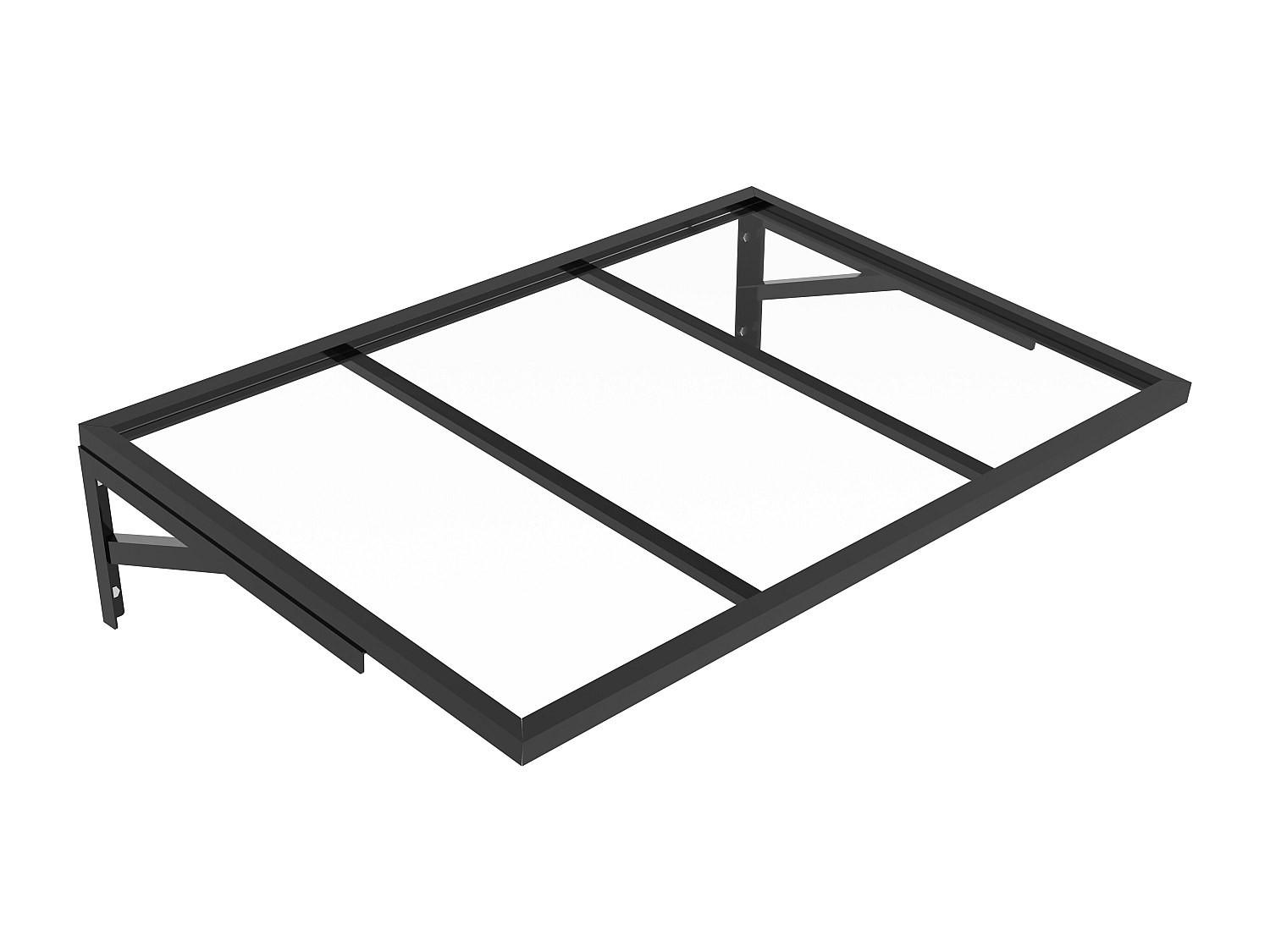 MARKISE und Vordach - 120cm x 80cm - Polycarbonat - schwarz - PELARU - Schwarz, Metall (120/27.5/80cm) - Vente-Unique